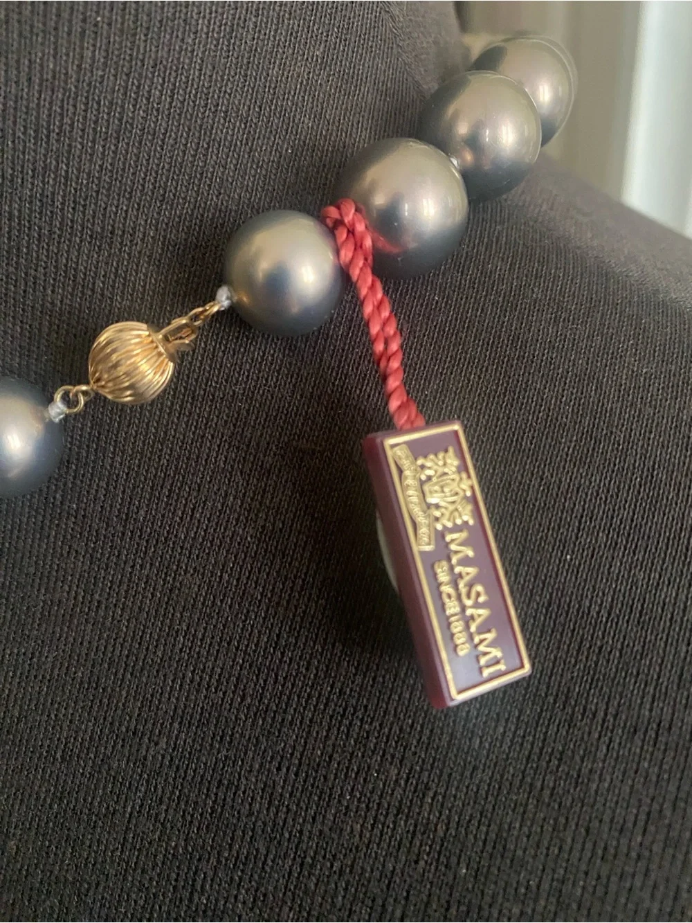 Masami Bronze Shell Pearls Necklace Choker 14K Ball clasp